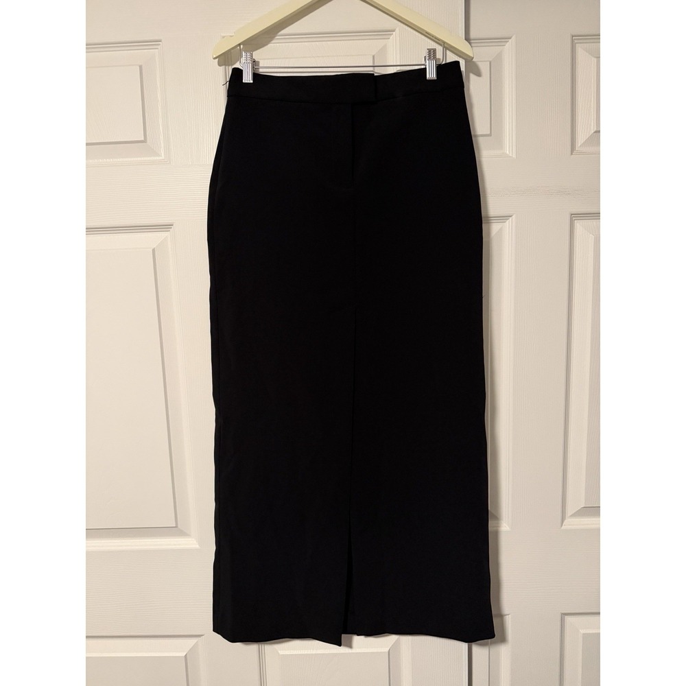 Zara Tuxedo Maxi Black Skirt Satin Trim Pockets Luxury